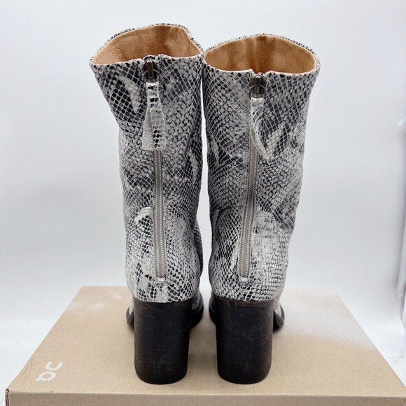 Free People Elle Women’s Mid Calf Boots Block Heel Snake White Gray EU 36 US 6 - Picture 8 of 13